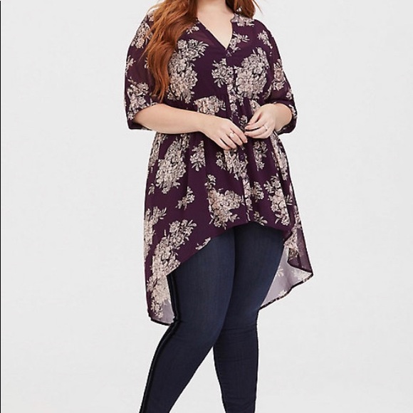 Torrid hi-lo chiffon blouse - Picture 5 of 6